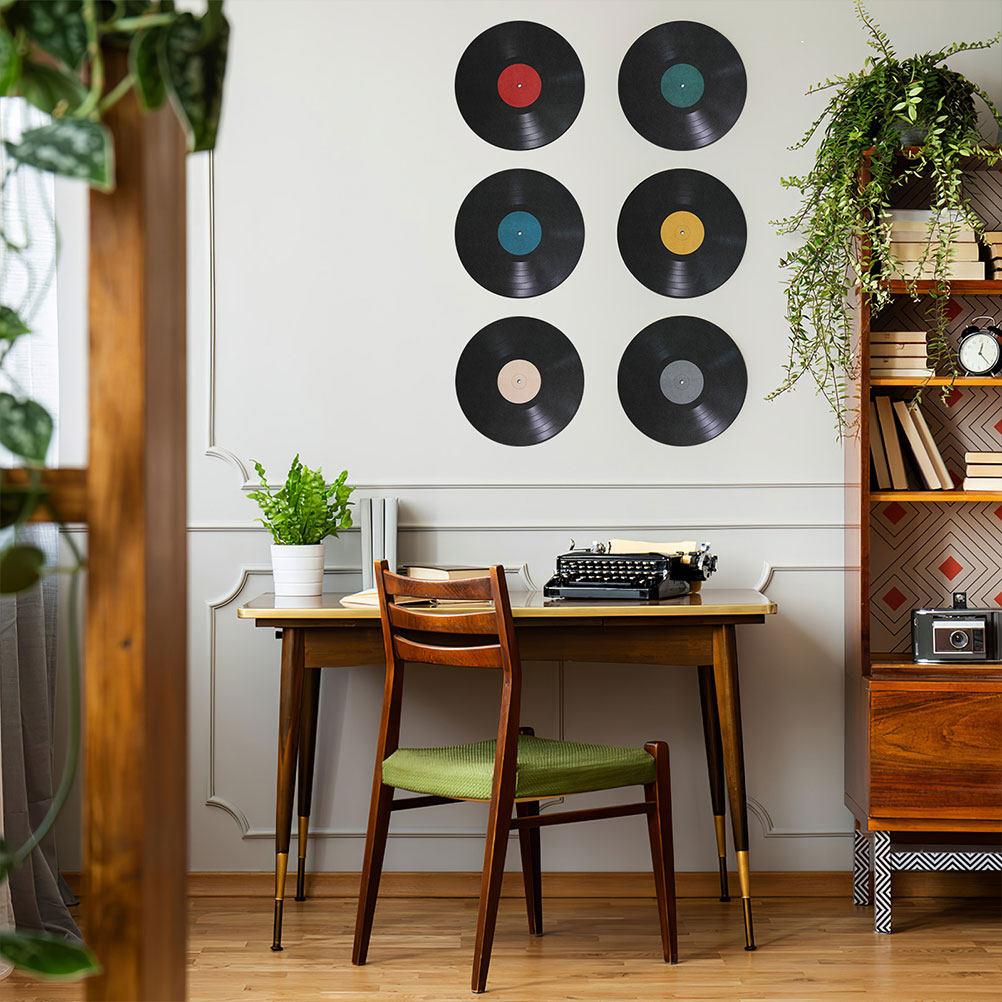 3 set Record Wall Sticker Retro Music For Living Room Bedroom Cafe Bar Music Party Decor Party Wall Decor Stickers