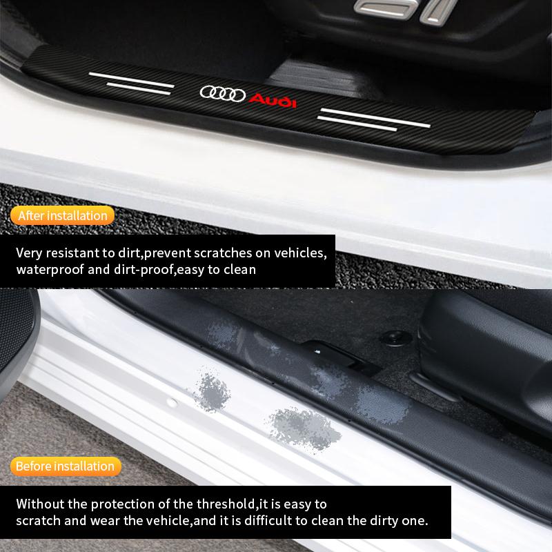 New 4pcs Carbon Fiber Car Emblem Welcome Pedal Protect Strip Sticker for T A3 8P A6 C5 A4 B6 B8 S4 RS4 S5 B9 S3 8V RS3 S6 S8 S2 7