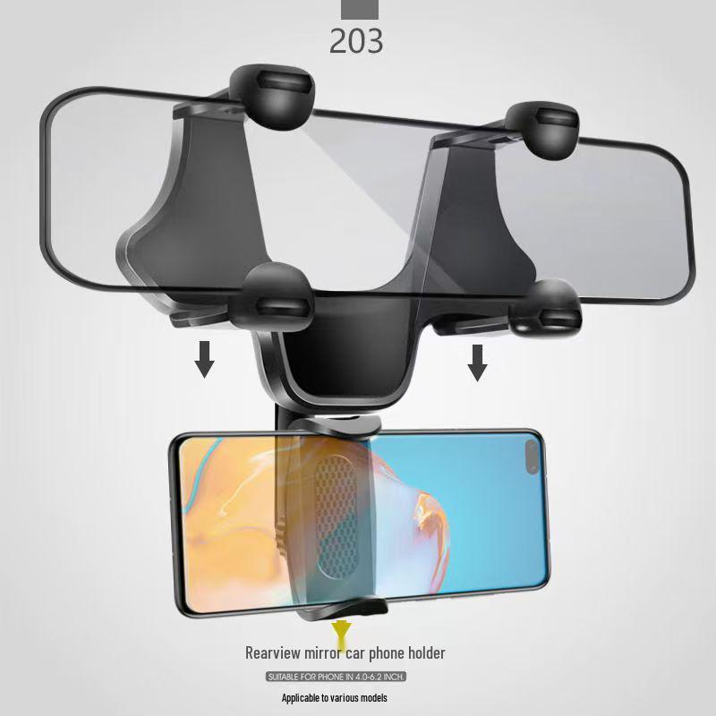 

2025 Rearview Mirror Phone Holder with Navigation Mount - Universal for Cars & Trucks Standard чёрный