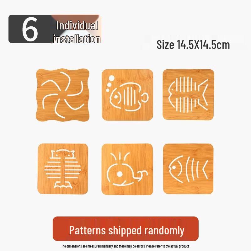 Cartoon Wooden Heat-Resistant Non-Slip Coaster and Placemat for Kitchenware