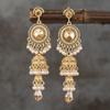 Personalized Micro-diamond Earrings Thai Retro Women's Long Luxury Imitation Large Gemstone Bell Fringed Earrings