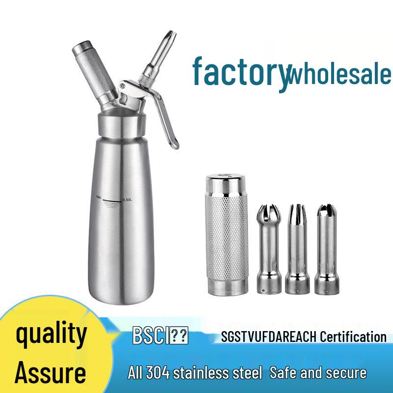 500ml Stainless Steel Cream Whipper Siphon Bottle with Piping Bag