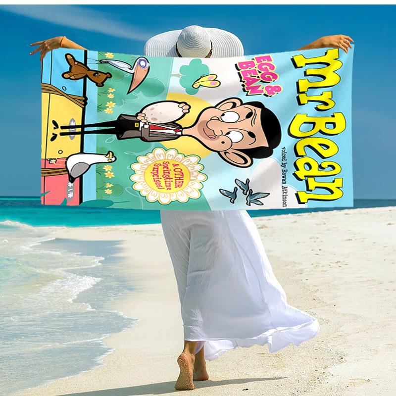 1pc Mr Bean1 Beach Towel, Comfortable and Thick, and Swimming/Bath/Picnic/Camping Towel, Suitable for Seaside Beaches