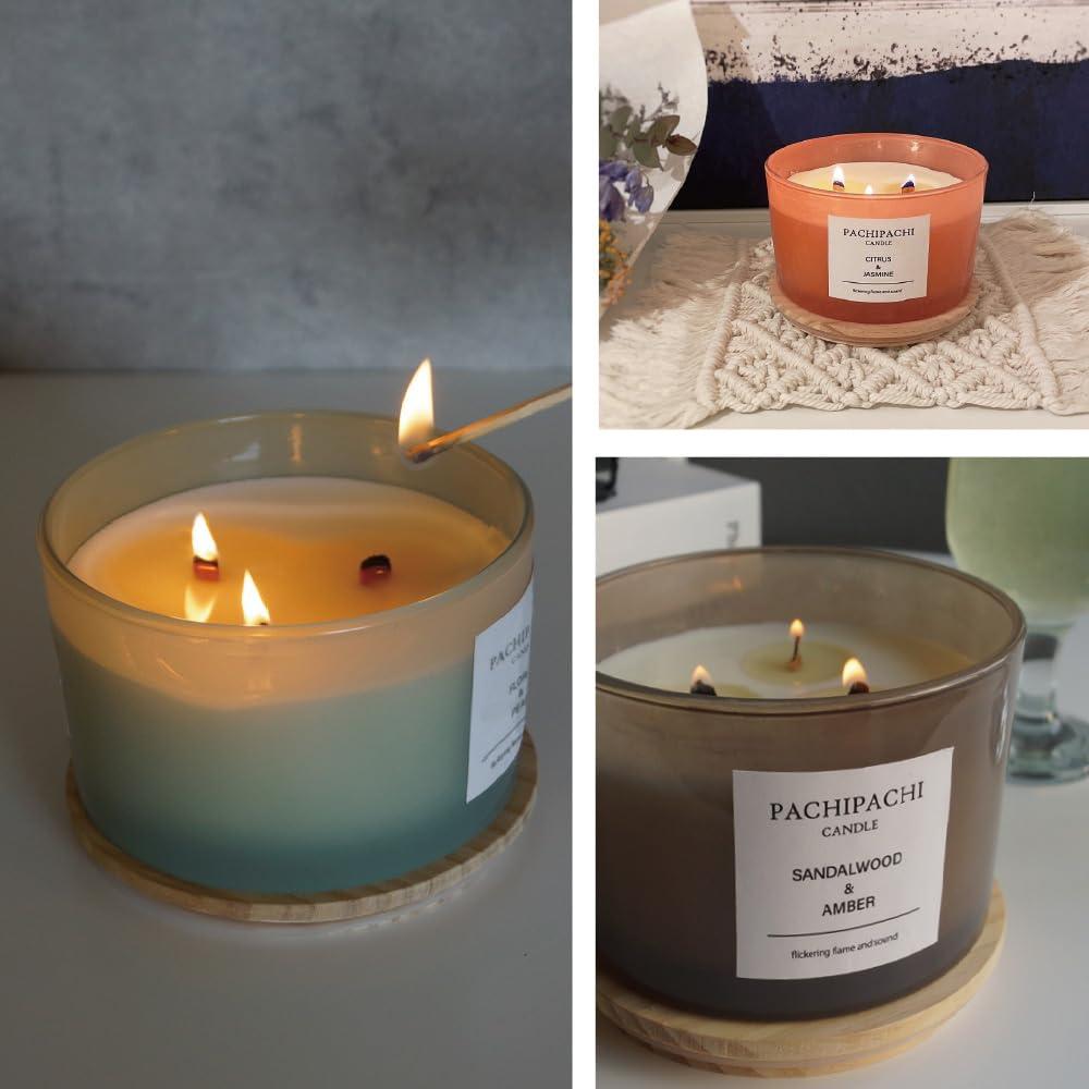 Dadaz Aroma Candle Crackling Candle Wood Core Large Capacity 400g Burning Time Approximately 40 Hours Sandalwood Sandalwood Amber & (Sandalwood &
