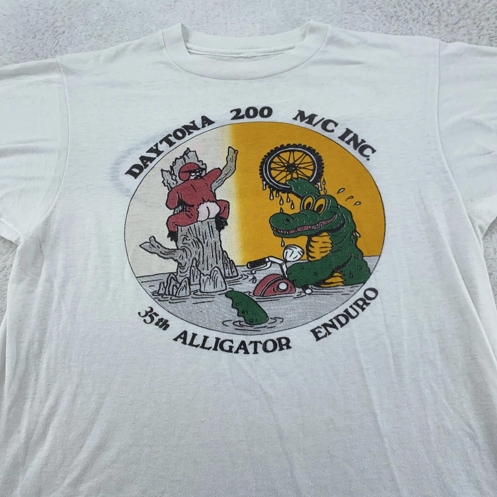 

VINTAGE Daytona 200 Alligator Enduro Bell Helmets T-Shirt Small Motorcycle 80s 4XL