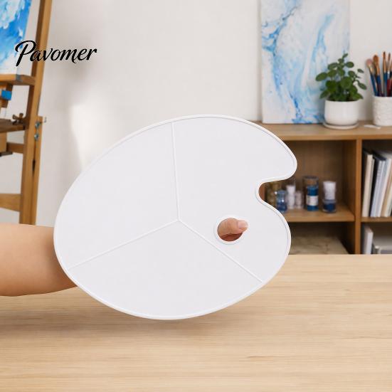 Non-toxic Paint Palette Oval with Thumb Hole, Portable Artist Painting Supplies Mixing Tray for Acrylic Oil Watercolor