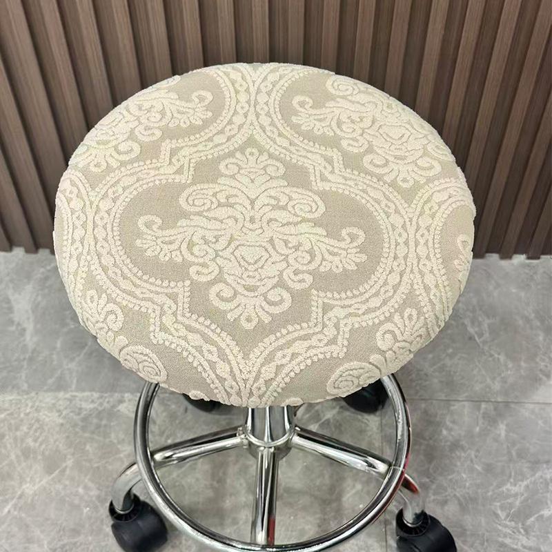1PC Jacquard Round Stool Cover Bar Stool Cover Home Decoration Soft Dustproof and Wear-resistant Chair Cover