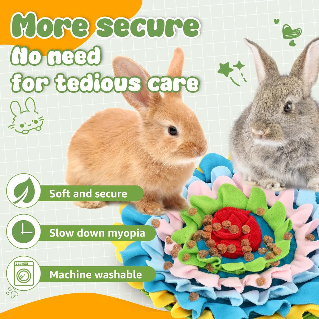 Small Pet Snuffle Mat Rabbit Foraging Mat Hamster Scent Training Blanket Toy Slow Feeder for Dogs &Rabbits