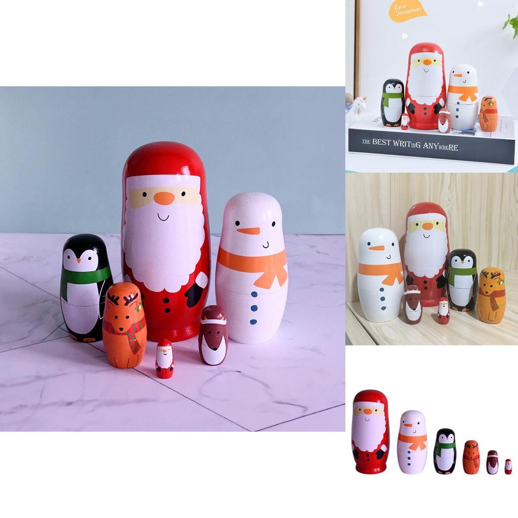 Charming Wooden Santa Claus Nesting Doll Set 6 Layers Of Festive Home Decor And Gifts For The Holidays