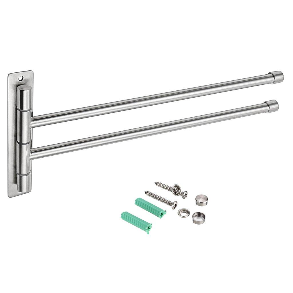

Sumnacon Towel Towel Swing Bathroom Towel Stainless Wall Matte Stainless Steel Hanger, Rack, Arm, Bar, Steel, Mounted, Space-Saving, (S, Silver)