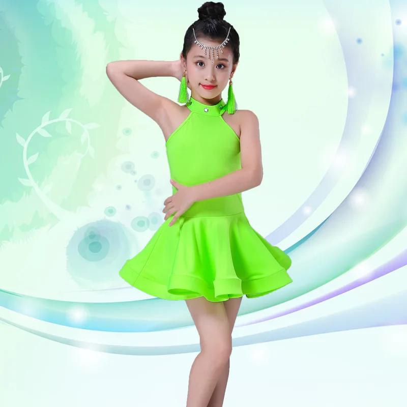 Latin Dance Dress for Girl Set Diamond Pleated Skirt Costume for Girls Kids Ballroom Costume Salsa Rumba Cha Cha Tango Stage