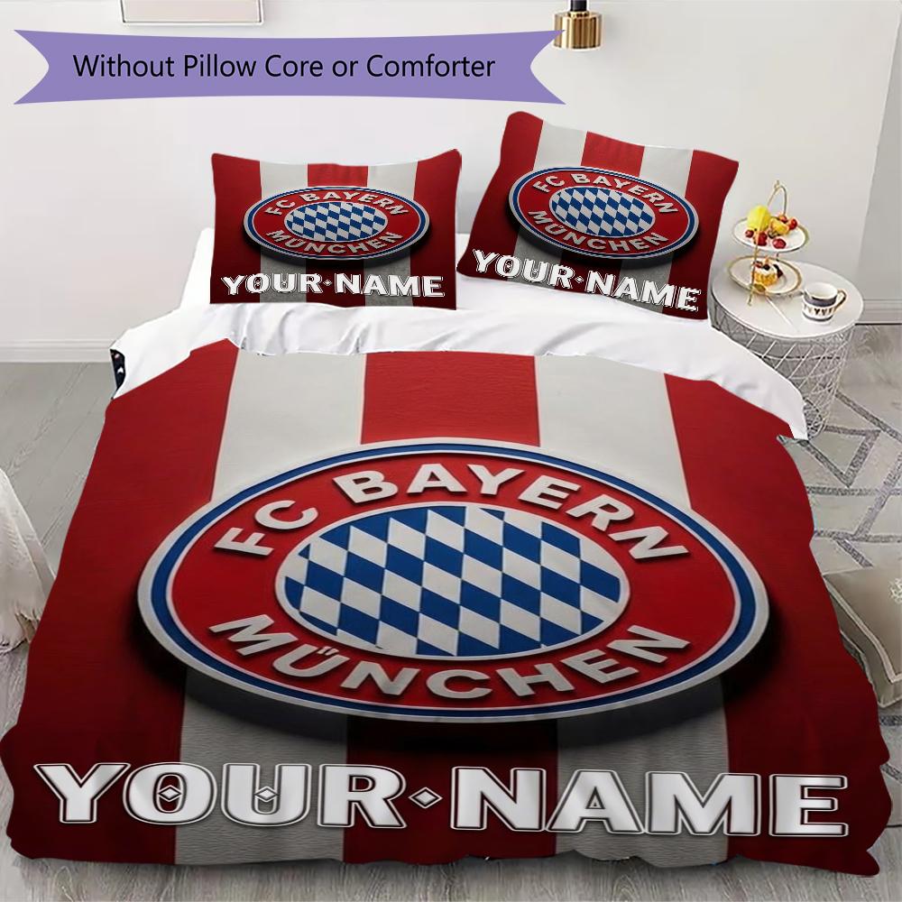 Custom Name Bayern Munich Pattern Bedding uilt Set uilt Cover Pillowcase Home Decoration Birthday Gift (1*duvet cover+2*pillowcase without core)