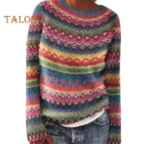 

Женский свитер с круглым вырезом, длинным рукавом, графическим принтом, пуловер, свитер свободного кроя, толстый теплый трикотаж, повседневная одежда S розы красного