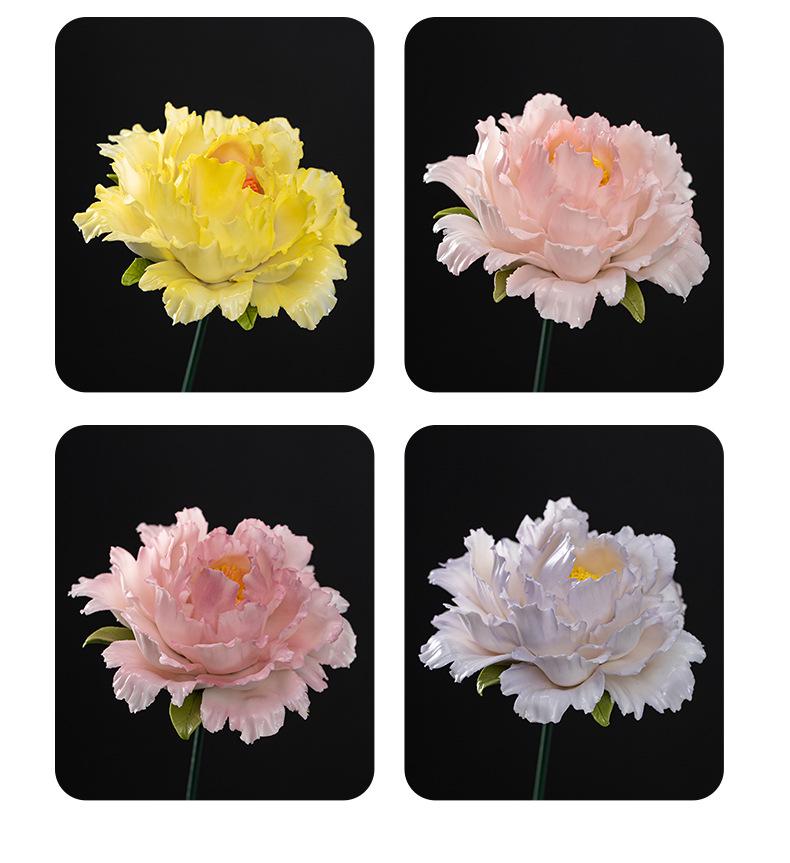Handcrafted Ceramic Peony Incense Burner - Decorative Ornament for Desktop, Hotel, Tea Room & TV Cabinet - Customizable Gift