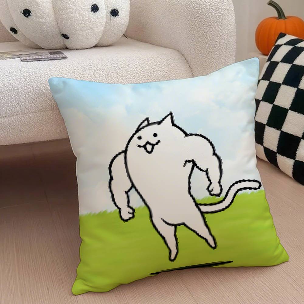 B-Battle Cats Anime Kuddfodral Anti-kvalster Kuddfodral Osynlig dragkedja Silkeslen kort plysch Soffkuddeöverdrag
