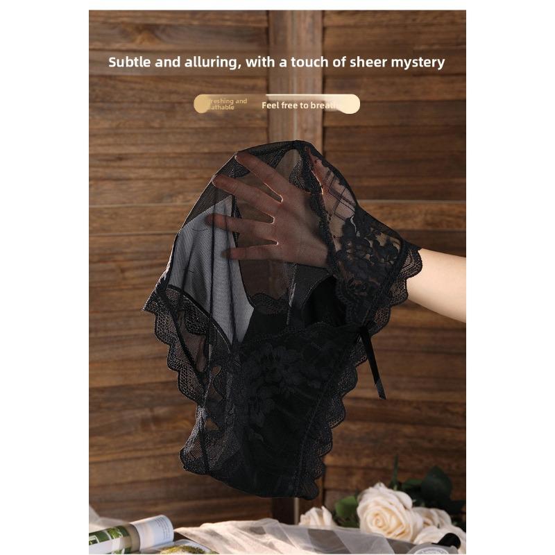 Plus Size Female Summer Sexy Lace Cotton Anti Bacterial Translucent Mesh Briefs