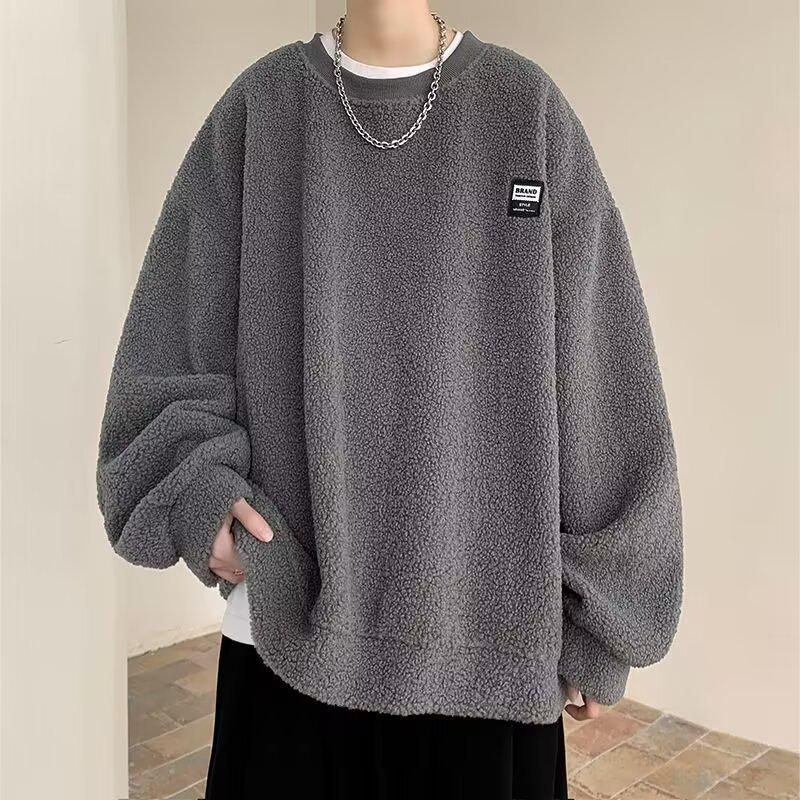 Autumn Winter Men's Harajuku Round Neck Hoodie - Trendy, Versatile, Plus Velvet