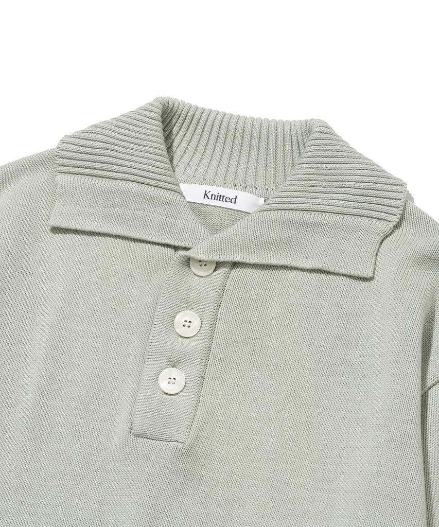 KNITTED Cotton Button Collar Knit Mint