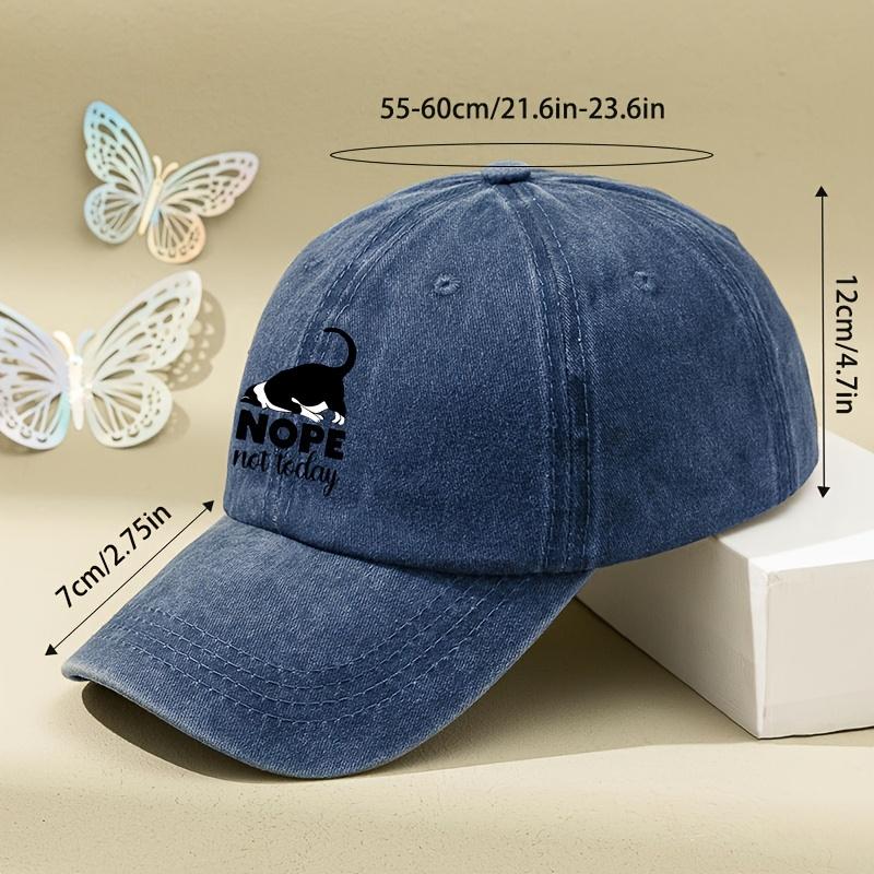 [Black Cat Baseball Cap] Adjustable Breathable Black Cat "Nope" Cartoon Print Baseball Cap | Vintage Washed Soft Top, Sun Hat Fo