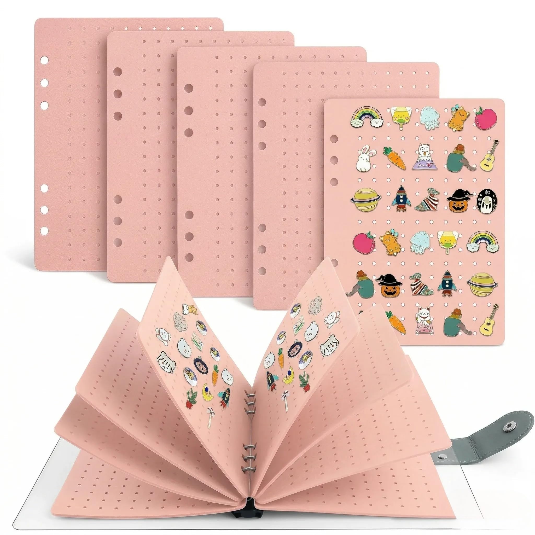 

Pin Badge Pin Display Pin Storage File with Waterproof PVC 8 Holds 350 for Display and Enamel Pin Earring Storage Case Case, Holder, Cover, Pages, розовый