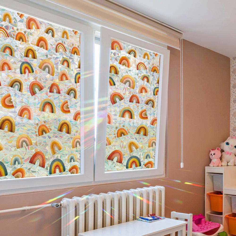 Warme Regenbogen Lasergeschnitten Glitzer Heimdeko Fensteraufkleber