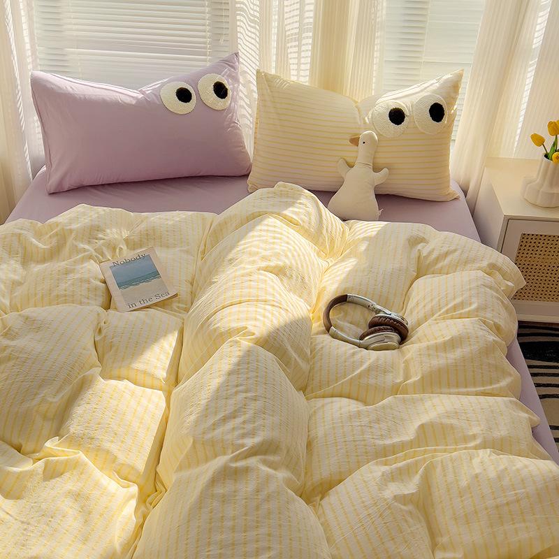 

Вафельное хлопковое клетчатое полотенце, вышивка, набор из четырех предметов, простыня, пододеяльник, студенческий набор из трех предметов для общежития, комплект постельного белья 1.2 3pcs set