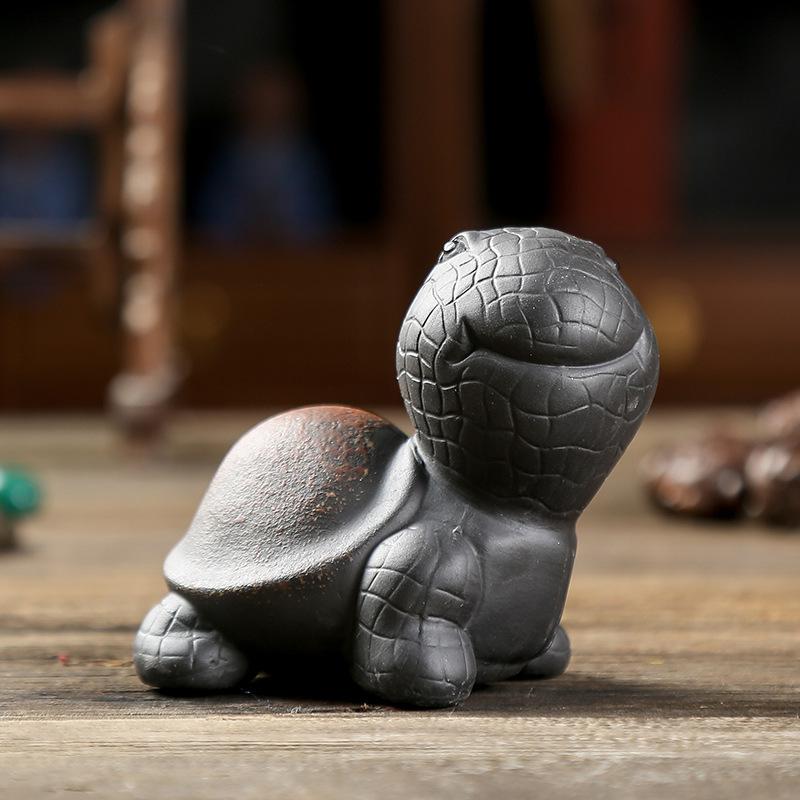 

High End Purple Clay Tea Pet Yixing, Adorable Turtle with Colorful Back, Creative Sculpture Tea Accessories, Kawaii Accessories