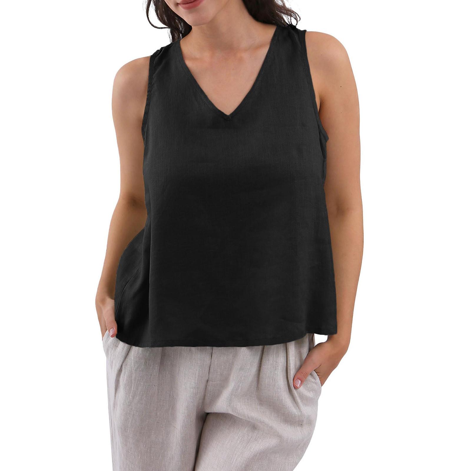 

Женский модный повседневный жилет без рукавов с бантом, однотонный хлопковый топ M чёрный