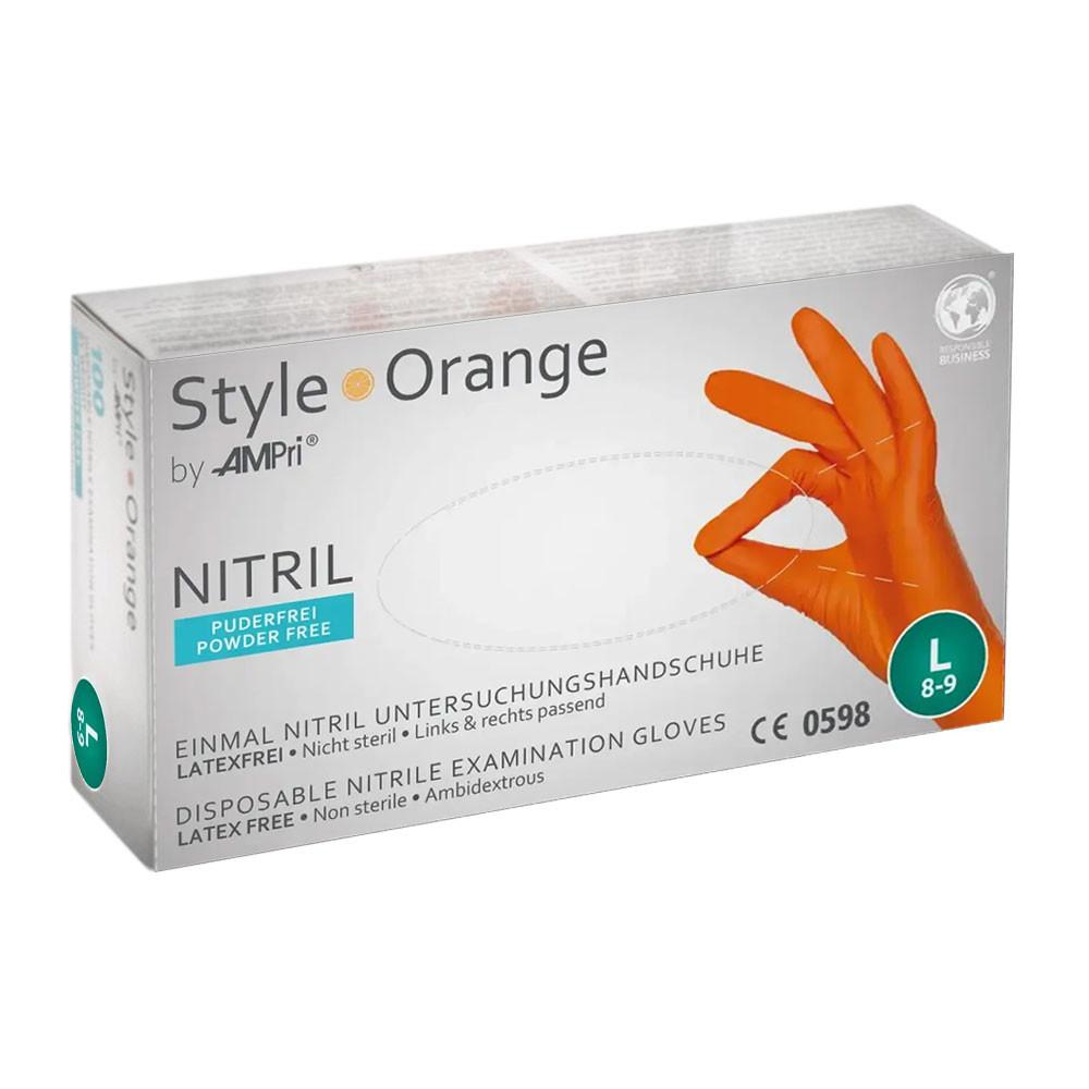Ampri Style Orange Nitrile Gloves 100 Pieces
