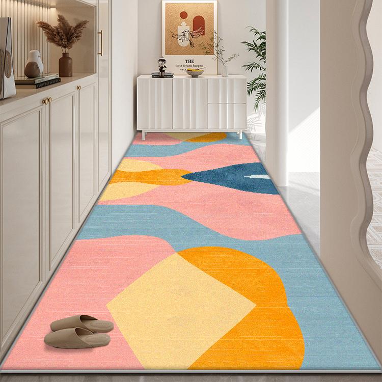 Modern Living Room Colored Long Corridor Carpet Abstract Decoration Home Non-slip Runners Rug Bedroom Bedside Washable Floor Mat
