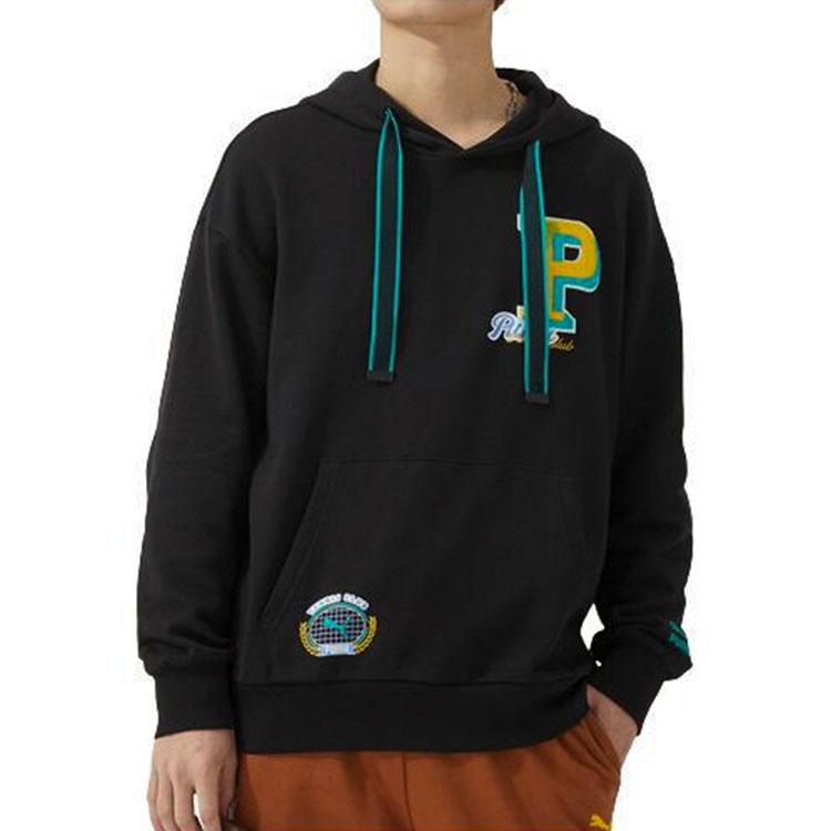 Puma Felpa Unisex Casual a Manica Lunga con Cappuccio e Coulisse, Stampa Lettere, Stile Vintage Americano, Nera 625801-01