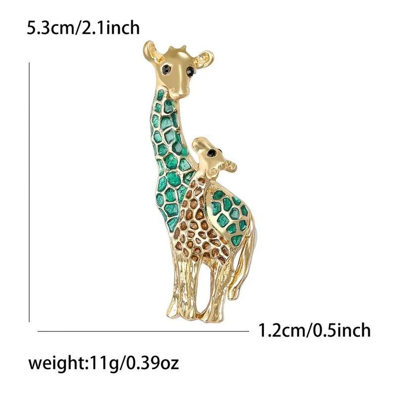 Gold Tone Giraffe Mother and Baby Brooch Pin with Textured Pattern and Black Eye Detail for Clothing Accessories One Size