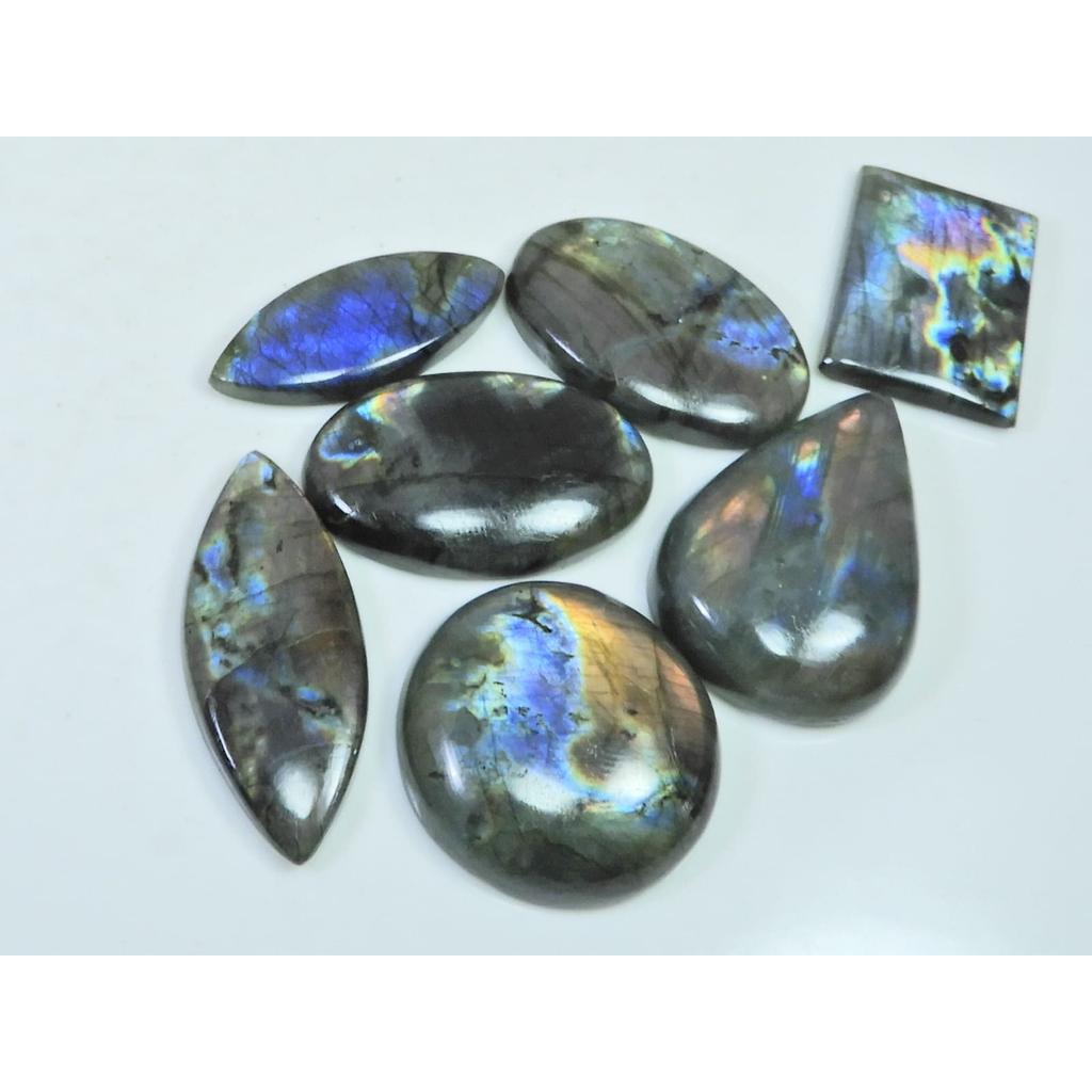 214Cts. Natural Purple Labradorite Spectrolite Mix Loose Gemstone 7Pcs Lot LL-1179