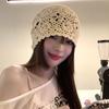 Women'S Solid Color Crochet Hollow Knitted Hat Summer  Vintage Beanie