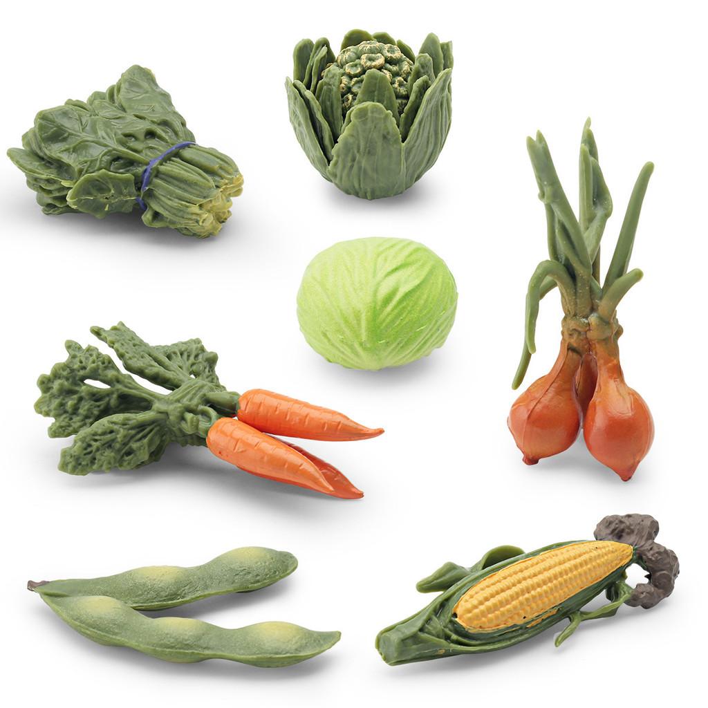 Realistic 7 Piece Vegetable Set Model Includes Spinach Carrot Corn Cabbage Onion Edamame Crafted From Durable Pvc