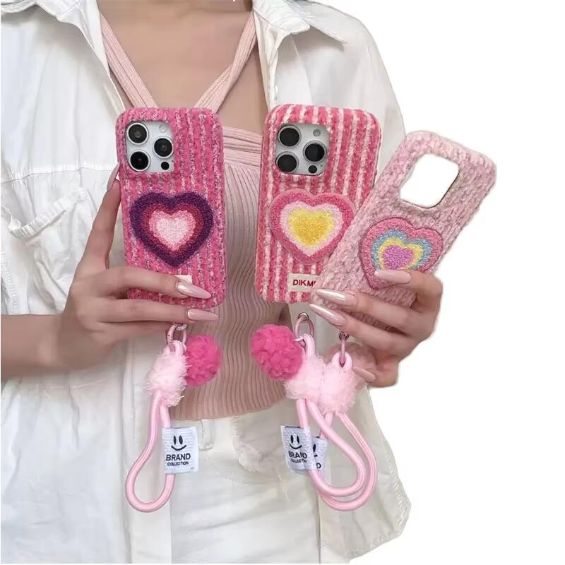 New Autumn and Winter Velvet Corduroy Phone case Girl's love Soft case Suitable for IPhone17 16 15 ProMax Phone case