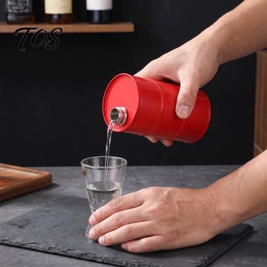 Keuken Aanrecht Olie Opslag Trommel Vorm Wijnkan, Duurzaam Roestvrij Staal Lekvrij Gadget voor Thuis Koks Oliekannetje, 350ml Inhoud, Hervulbaar