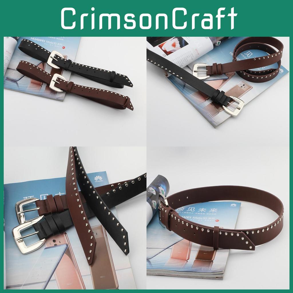 Belt Black Rivet Pin Buckle Adjustable Single Loop Design For Men Women And