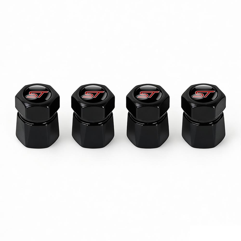 pdzh2 4Pcs Car Metal Wheel Valve Caps Covers Accessories For Ford Focus Kuga Mondeo Ranger Fiesta Mustang ST Shelby Fusion Edge Escape