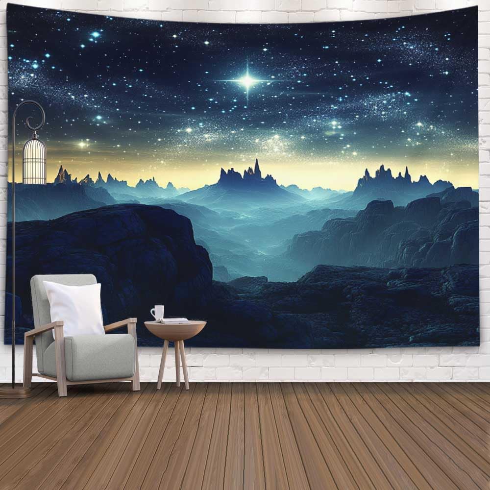 VIKAMA Forest Mist Tapestry Misty Mountain Forest Wall Hanging Bedroom Living Room Guesthouse Wall Decoration