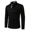 Fashion Paisley Color Block Men's Polo Shirts Solid Color Long Sleeve Polo Shirts For Men New Autumn Social Business Polos Male