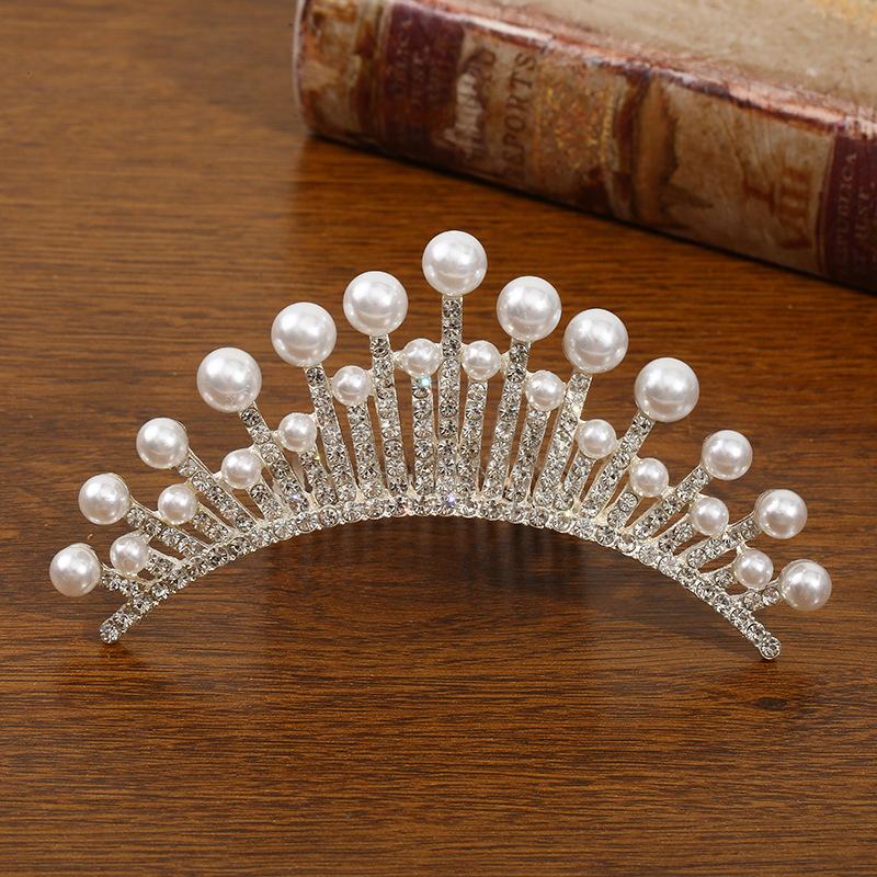 New Children's Crown Rhinestone Hair Accessories Princess Crown Girl's Birthday Alloy Comb Girl's Crown Tiara