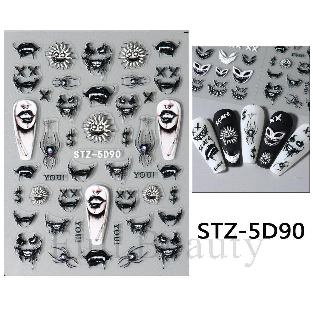 

Черный пояс 5D Тисненые наклейки Готика Хэллоуин Стилет Тыква Череп Паутина Молния Маникюр Гель для ногтей Самоклеящиеся Декора 3 pcs