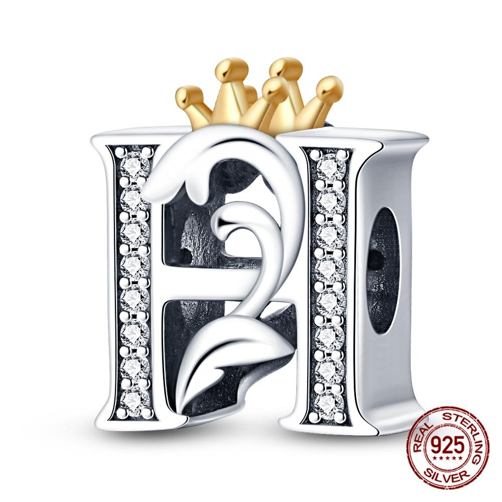 Classic Crown 26 Letters A-Z Copper Charms Fitoriginal Bracelets Diy Jewelry Making For Women Gift