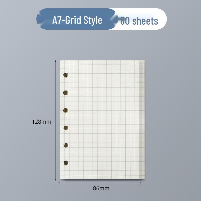 

6-Hole Loose-Leaf A5 Kraft Paper Refill - 100g Blank, Grid, Lined Pages for Notebooks