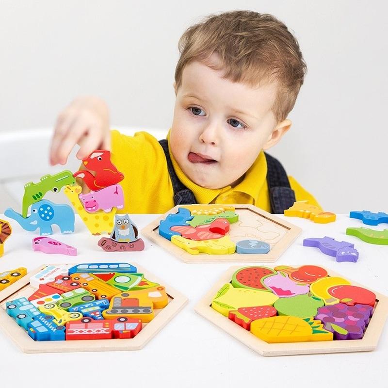 Puzzle Kolorowe Drewniane Z Ramką - Wzór Farma