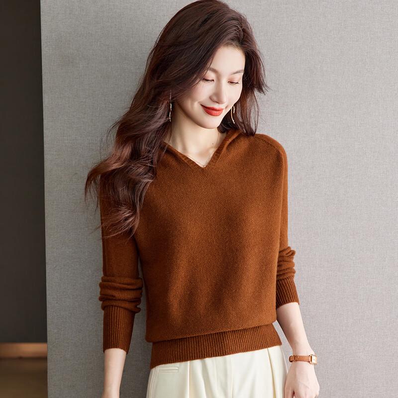 SNOWFLYING Women's Hooded 100% Wool Sweater