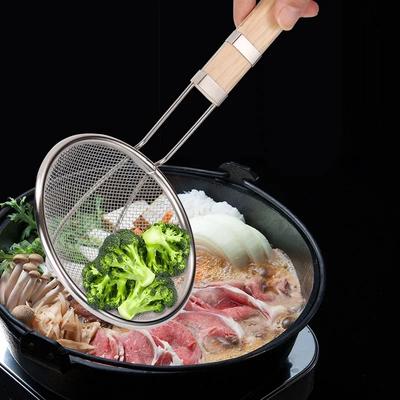 Holzgriff Edelstahl Mehl Siebsieb Sojamilch Siebsieb Kochlöffel Sieb Snack Pommes Frites Küchenwerkzeuge