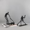 Geometrische Gusseisenfigur Skulptur Ornament Wohnzimmer Schwarze Skulpturen Handwerkskunst Charakterstatuen Heimdekorationen Figuren