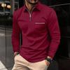 Europe, America Ins Cross-border Autumn POLO Shirt Zipper Pocket Men's Long Sleeve Sports Polo Shirt